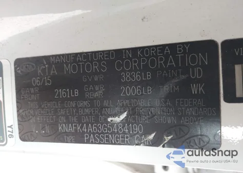 2016 Kia Forte Lx из США, поврежденный, VIN KNAFK4A63G5484190